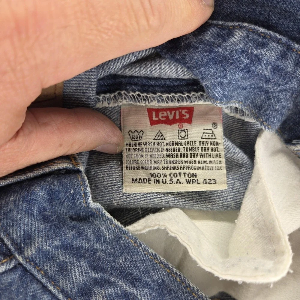 Vintage Levis 501 Jeans Mens Blue Button Fly Made in USA Altered Hem Fits 28x28